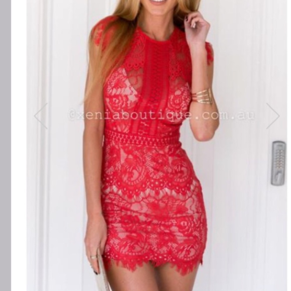 Red lace dress